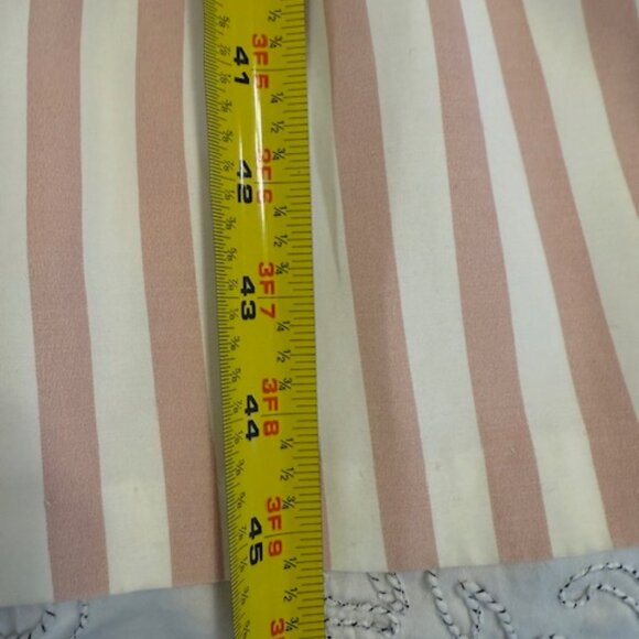 Vintage Pastel Pink Striped Blouson Dress w Lace Trim Collar Ruched Waist Sz 8 - Picture 10 of 10